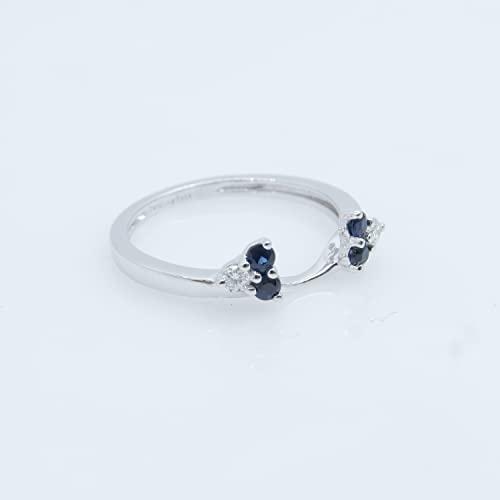 【並行輸入品】Dazzlingrockコレクション 14Kゴールド ラウンドブルーサファイア&ホワイトダイヤモンド レディースウェディングリングの画像