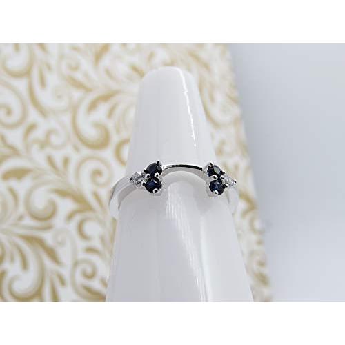 【並行輸入品】Dazzlingrockコレクション 14Kゴールド ラウンドブルーサファイア&ホワイトダイヤモンド レディースウェディングリングの画像