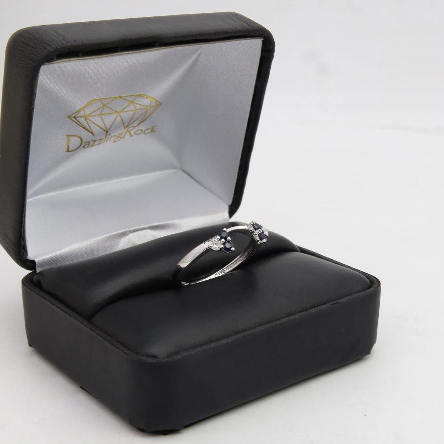【並行輸入品】Dazzlingrockコレクション 14Kゴールド ラウンドブルーサファイア&ホワイトダイヤモンド レディースウェディングリングの画像