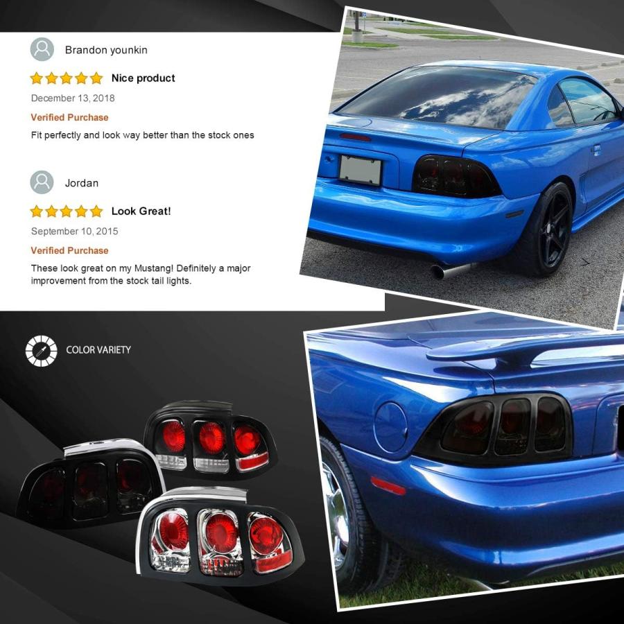 【並行輸入品】Autozensation フォード・マスタング用 ペア スモークレンズ テールライト パーキングブレーキランプ 左+右ペア　_4