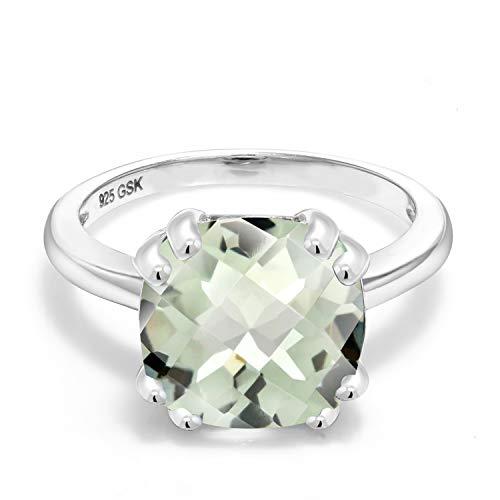 【並行輸入品】[Gem Stone King] 3.33カラット 天然 プラジオライト (グリーンアメジスト) 指輪 リング レディース シルバの画像