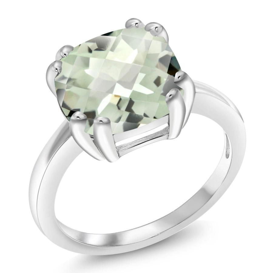 【並行輸入品】[Gem Stone King] 3.33カラット 天然 プラジオライト (グリーンアメジスト) 指輪 リング レディース シルバの画像