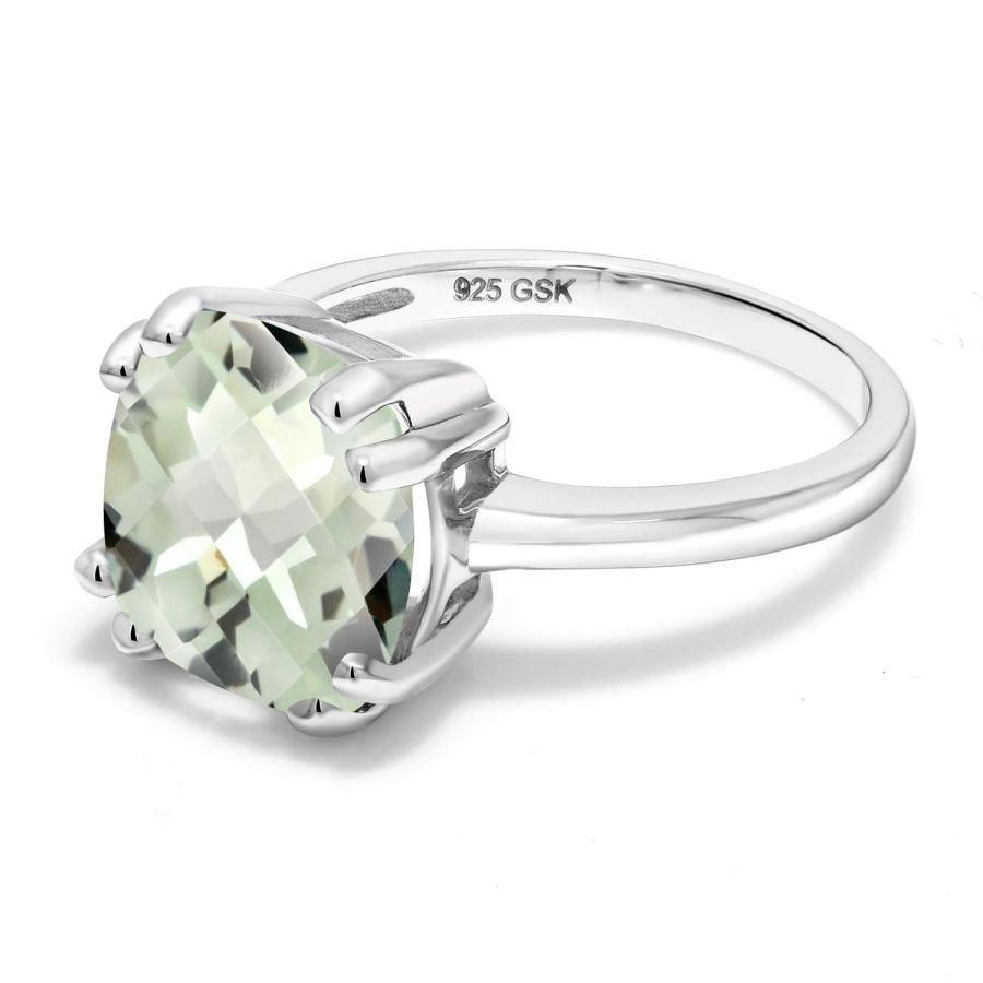【並行輸入品】[Gem Stone King] 3.33カラット 天然 プラジオライト (グリーンアメジスト) 指輪 リング レディース シルバの画像
