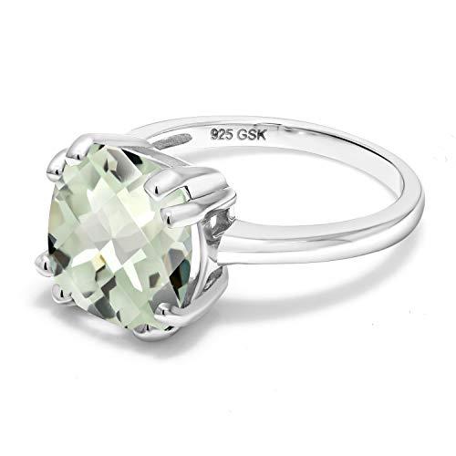 【並行輸入品】[Gem Stone King] 3.33カラット 天然 プラジオライト (グリーンアメジスト) 指輪 リング レディース シルバの画像