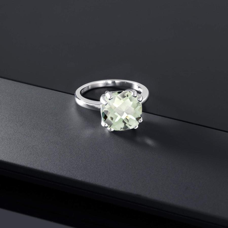 【並行輸入品】[Gem Stone King] 3.33カラット 天然 プラジオライト (グリーンアメジスト) 指輪 リング レディース シルバの画像