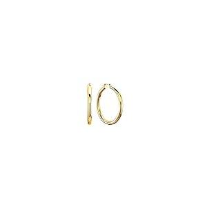 【並行輸入品】14K リアルイエローゴールドまたはホワイトゴールド 厚さ4mm クラシック 光沢仕上げ ラウンドチューブフープイヤリング スナッの画像