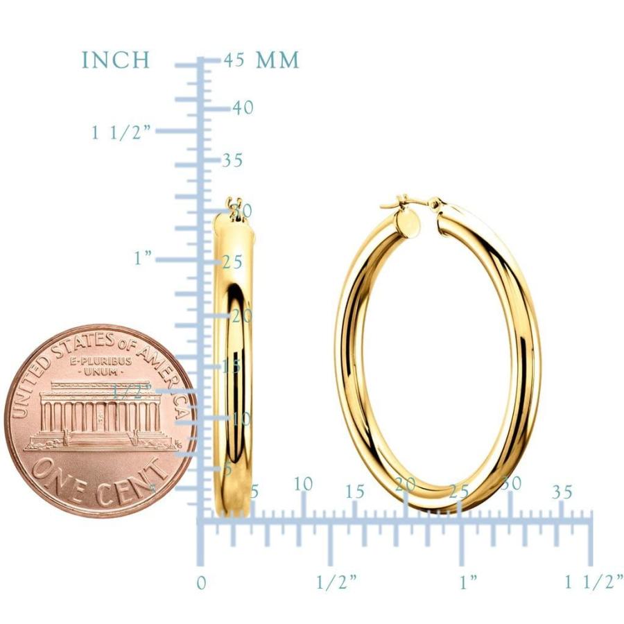 【並行輸入品】14K リアルイエローゴールドまたはホワイトゴールド 厚さ4mm クラシック 光沢仕上げ ラウンドチューブフープイヤリング スナッの画像