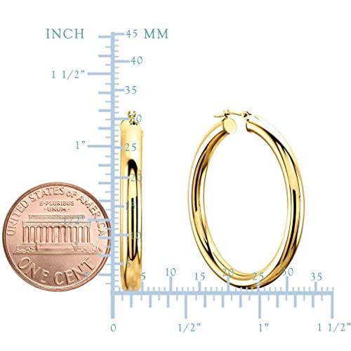 【並行輸入品】14K リアルイエローゴールドまたはホワイトゴールド 厚さ4mm クラシック 光沢仕上げ ラウンドチューブフープイヤリング スナッの画像