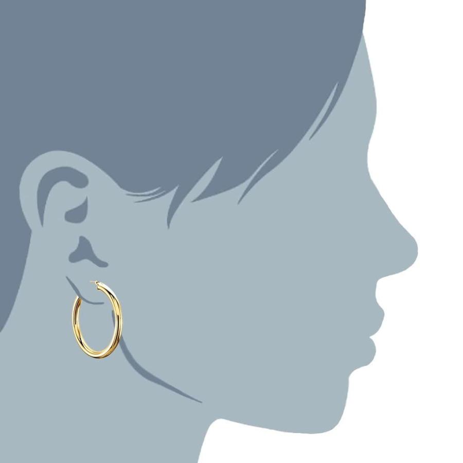 【並行輸入品】14K リアルイエローゴールドまたはホワイトゴールド 厚さ4mm クラシック 光沢仕上げ ラウンドチューブフープイヤリング スナッの画像