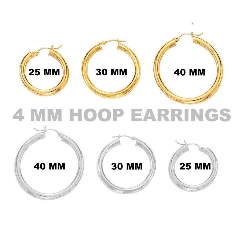 【並行輸入品】14K リアルイエローゴールドまたはホワイトゴールド 厚さ4mm クラシック 光沢仕上げ ラウンドチューブフープイヤリング スナッの画像