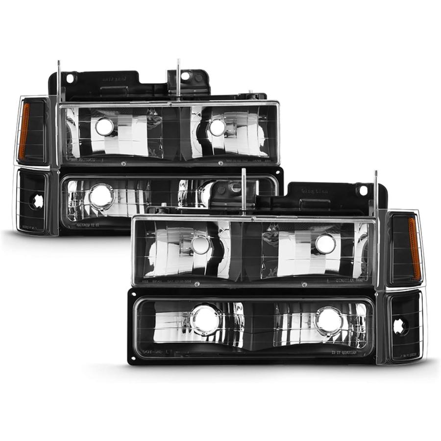 【並行輸入品】94-98 C/K 1500 2500 3500 タホ サバーバン ピックアップトラック ブラック ヘッドライト + コーナー + バン_1