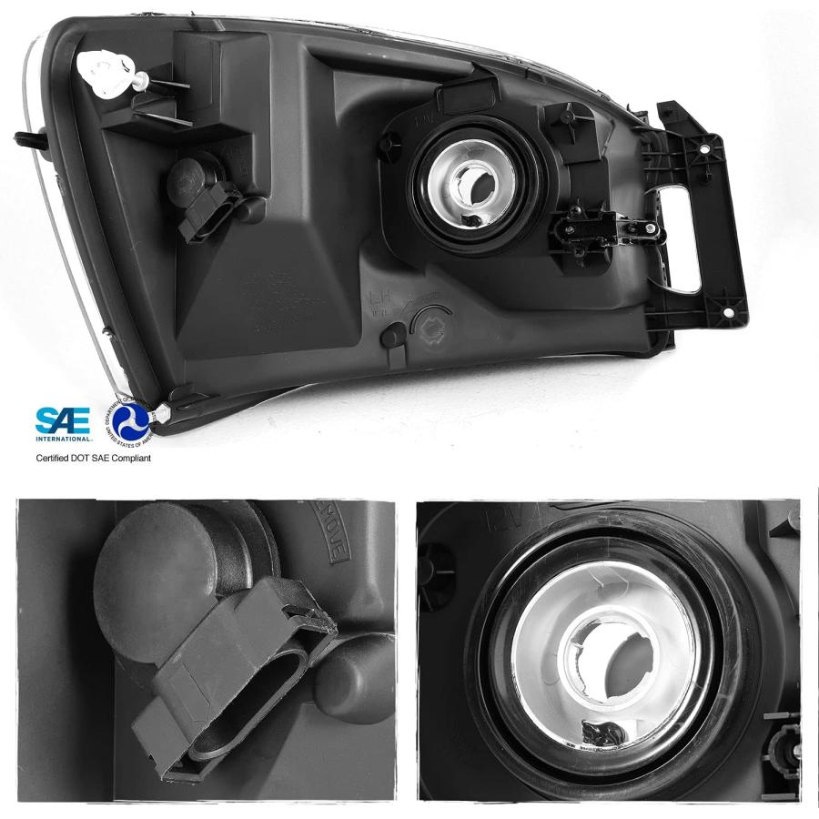 【並行輸入品】AKKON - 2007-2008 Dodge Ram 1500 2007-2009 Ram 2500/3500 ブラックヘッドライトの画像