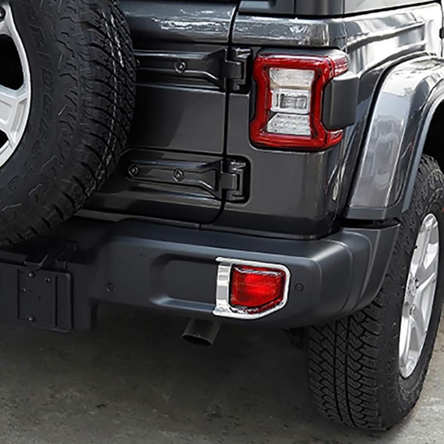 【並行輸入品】YOUNGERCAR カバー 2018 2019 ジープラングラー JL クローム ABS Rear Fog Light Cover シの画像