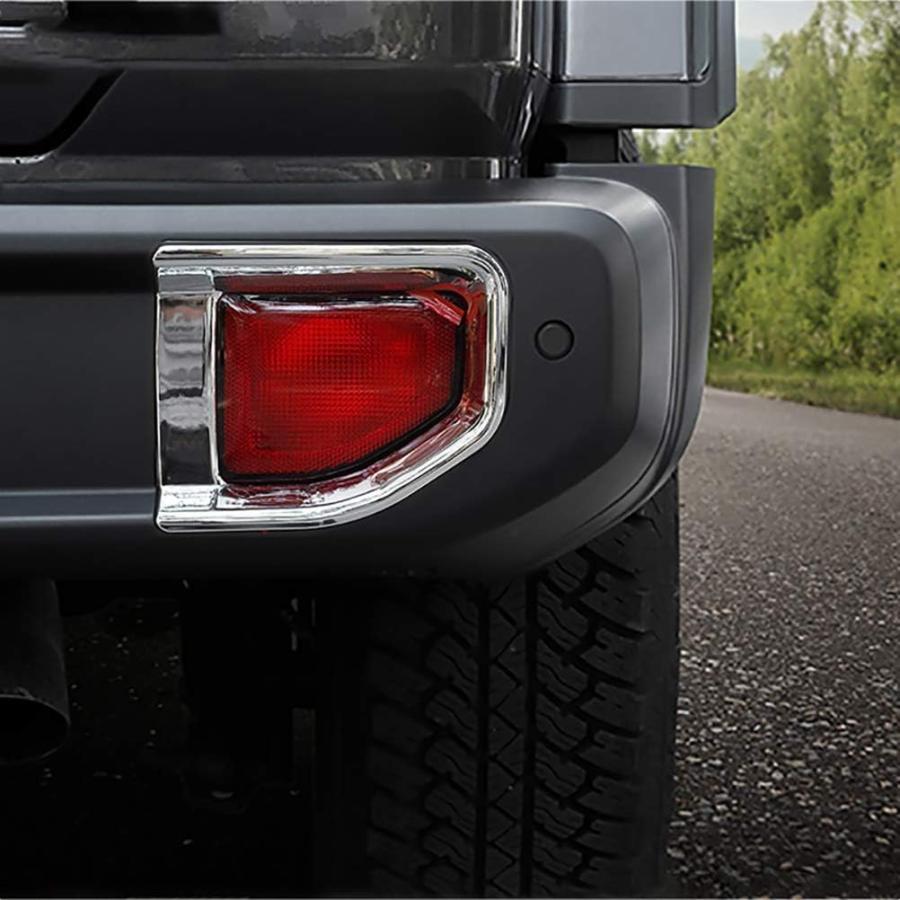 【並行輸入品】YOUNGERCAR カバー 2018 2019 ジープラングラー JL クローム ABS Rear Fog Light Cover シの画像