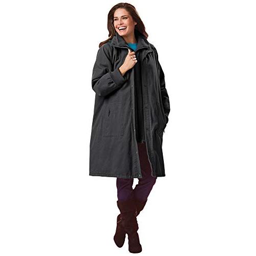 【並行輸入品】Woman Within レディース プラスサイズ ツイル フード付き スタジアムジャケット, ダークチャコール, X Largeの画像
