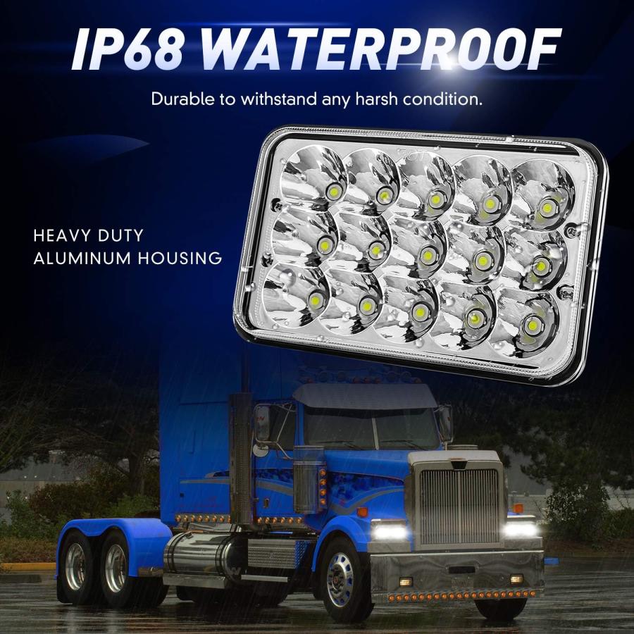 【並行輸入品】4x6インチ LEDヘッドライト 長方形 交換用 H4651 H4652 H4656 H4666 H6545 LEDヘッドライト ピータの画像