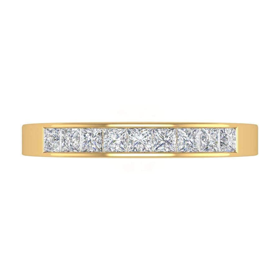 【並行輸入品】1/2カラット チャネルセット プリンセスカット ダイヤモンド 結婚指輪 14Kゴールド FINEROCK 1/2 Carat Cの画像