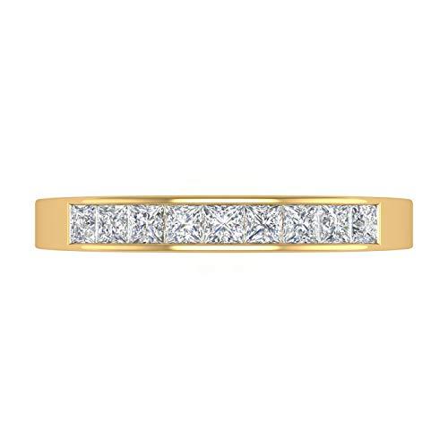 【並行輸入品】1/2カラット チャネルセット プリンセスカット ダイヤモンド 結婚指輪 14Kゴールド FINEROCK 1/2 Carat Cの画像