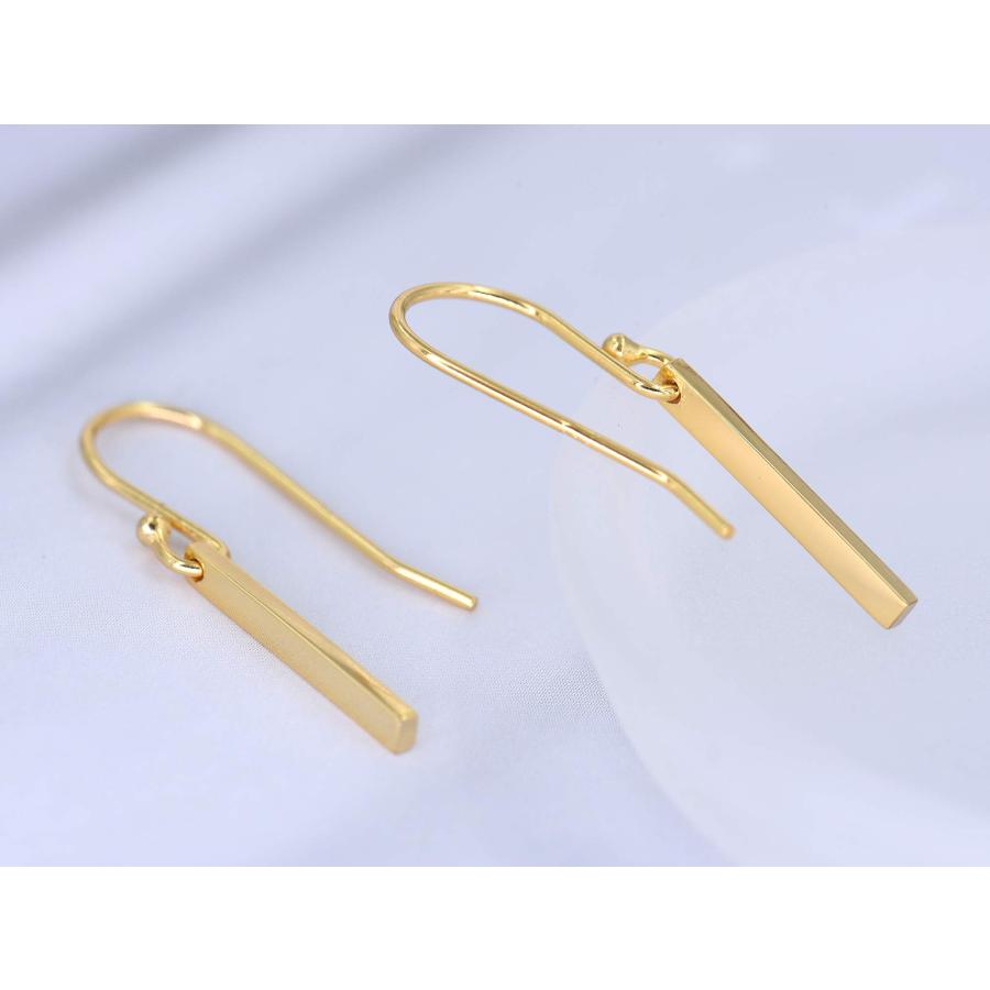 【並行輸入品】ゴールドバーイヤリング 18Kゴールドメッキ スターリングシルバー バースロップ イヤリング Skinny Gold Bar Ea_9