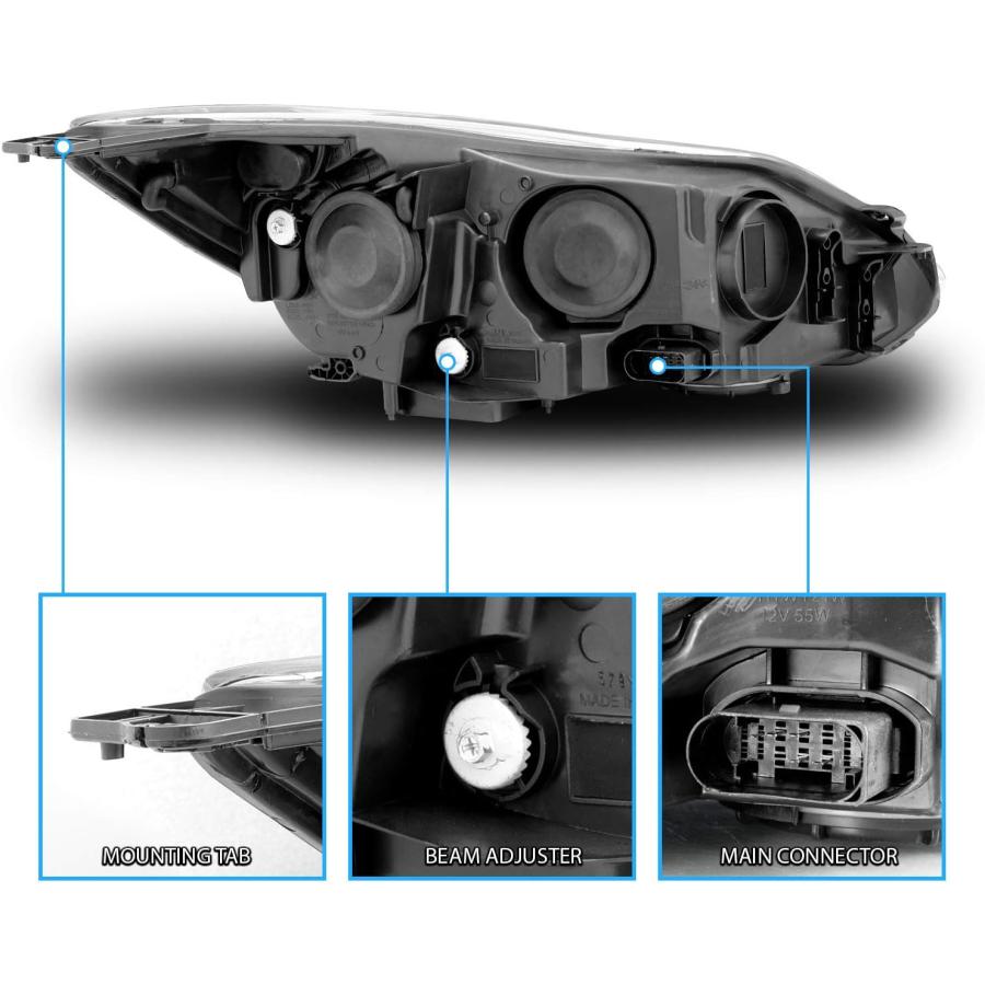 【並行輸入品】AmeriLite ブラックプロジェクターヘッドライト厚板バー フォードフォーカス用 助手席側と運転席側の画像
