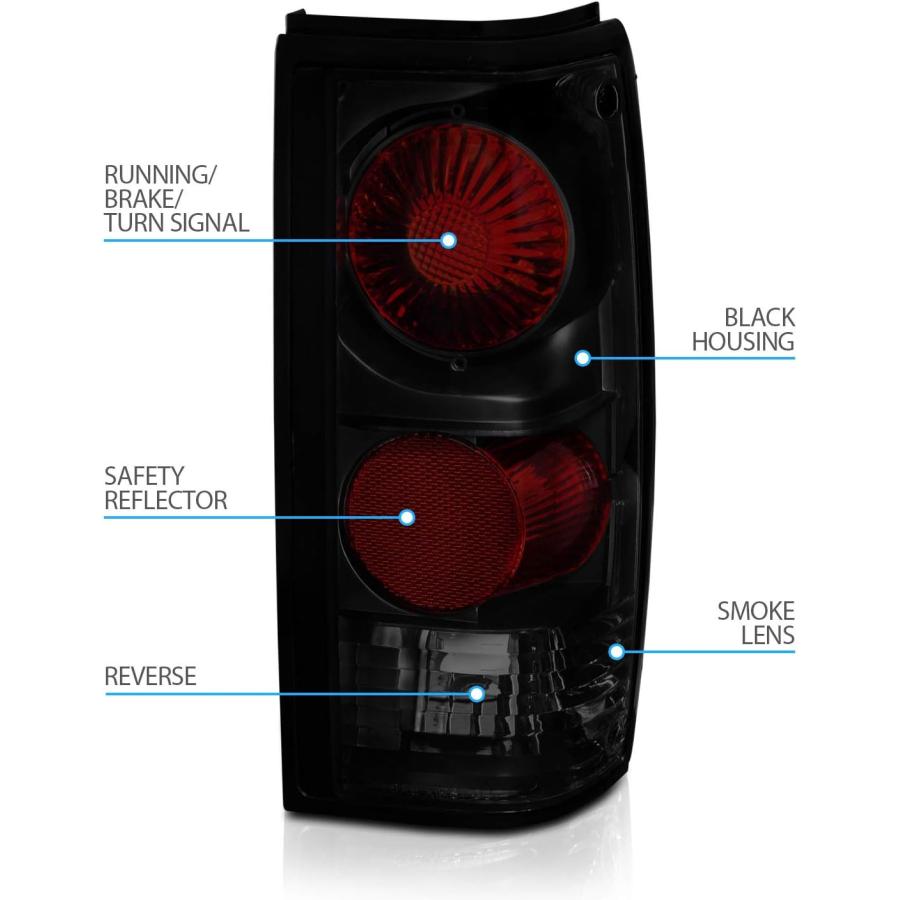 AmeriLite ダークスモークユーロテールライト シボレーS-10 / G.M.C 