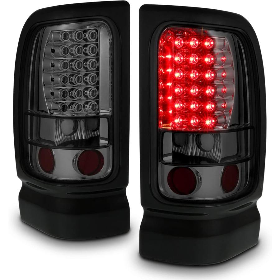 【並行輸入品】AmeriLite スモークLEDブレーキテールライトセット 94-01 ダッジ・ラム 1500 2500 3500 - 助手席側と運転の画像