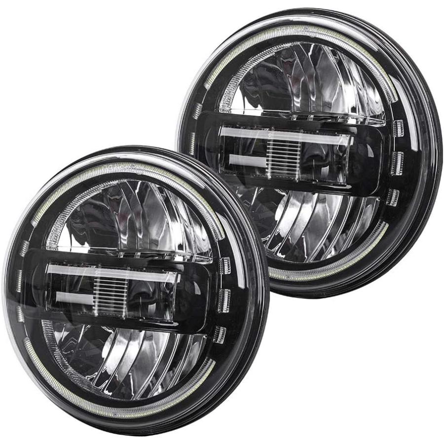 新品未使用純正 LEDヘッドランプ 7インチ ブラック 並行輸入品】LX-LIGHT DOT承認 ブラック 7インチ LED ヘッドライト