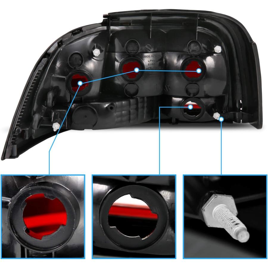 【並行輸入品】AmeriLite 交換用ブレーキテールライトセット ダークレッド 1994〜1998年フォードマスタング用 - 助手席と運転席側の画像