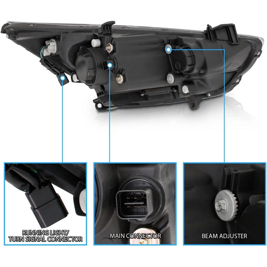 【並行輸入品】AmeriLite ブラック プロジェクター交換用ヘッドライト LEDバー ヘイローセット Hyundai Accent 4ドア/ハッチの画像