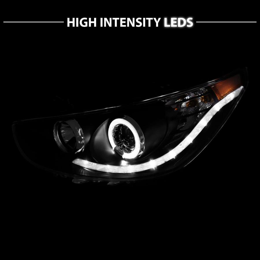 【並行輸入品】AmeriLite ブラック プロジェクター交換用ヘッドライト LEDバー ヘイローセット Hyundai Accent 4ドア/ハッチの画像
