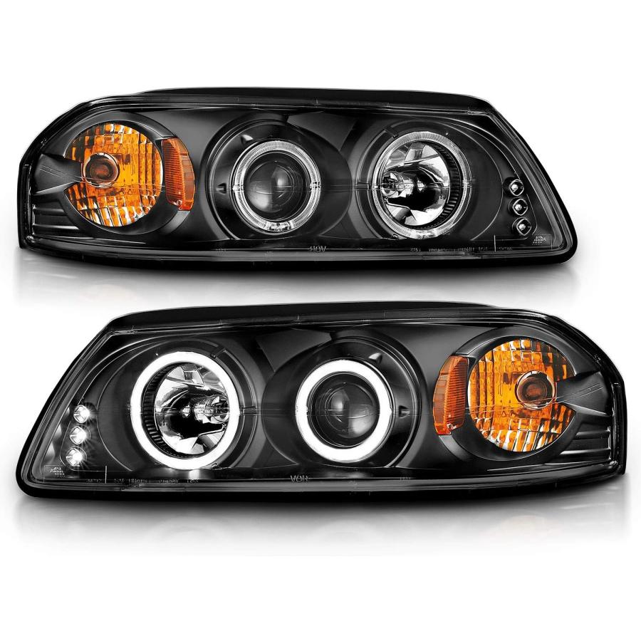 【並行輸入品】AmeriLite プロジェクター交換用ヘッドライト LED ハローブラック シボレーインパラ用 助手席側 運転席側の画像