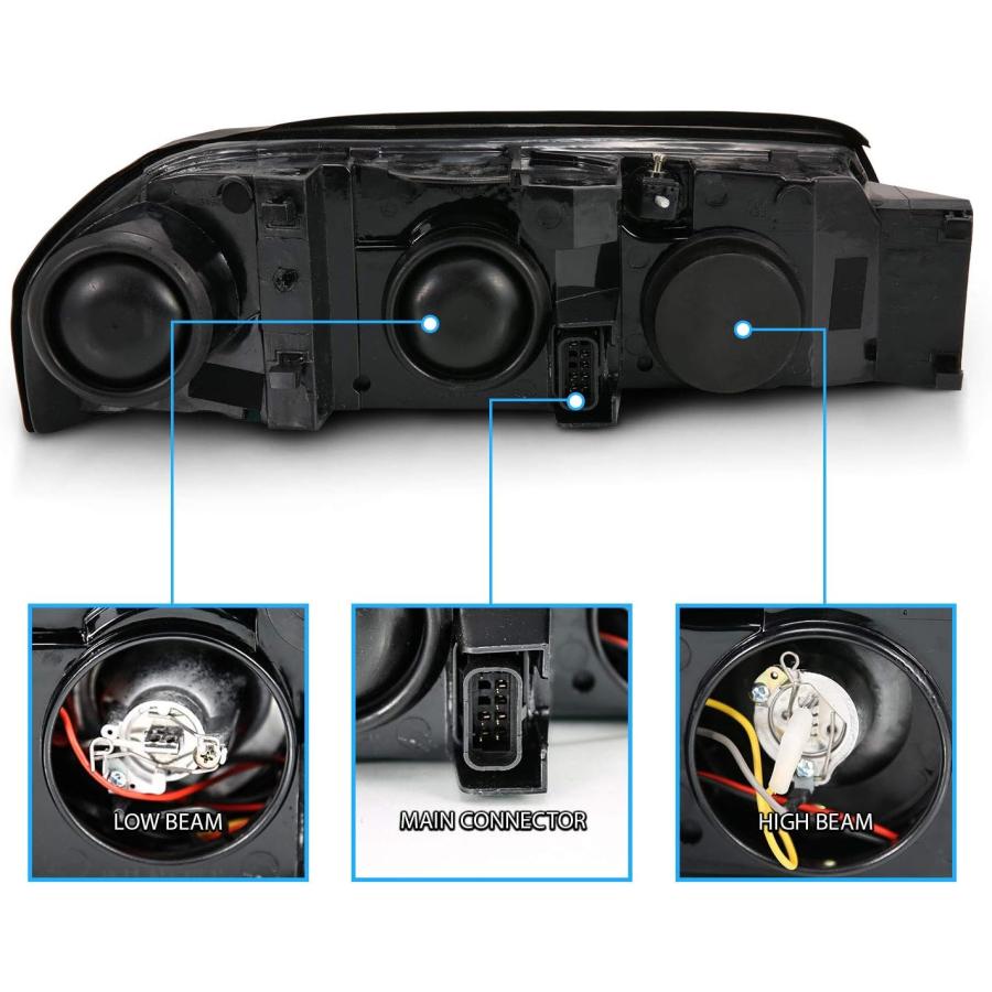 【並行輸入品】AmeriLite プロジェクター交換用ヘッドライト LED ハローブラック シボレーインパラ用 助手席側 運転席側の画像