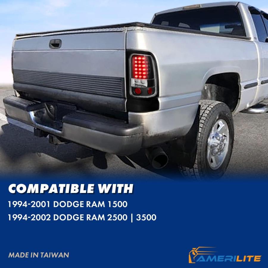 【並行輸入品】AmeriLite ブラック LED ブレーキテールライトセット 94-01 Dodge Ram 1500 2500 3500用 - 助の画像