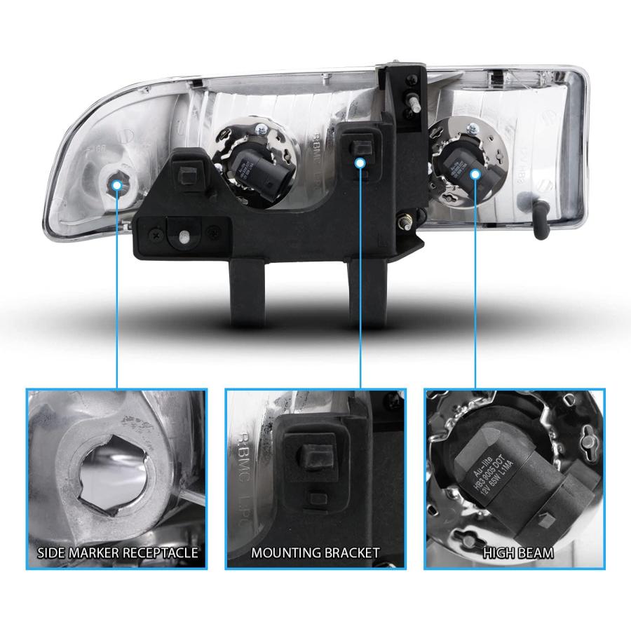 【並行輸入品】AmeriLite クリスタルヘッドライト クローム Chevy S10 / Blazer用 助手席側と運転席側の画像