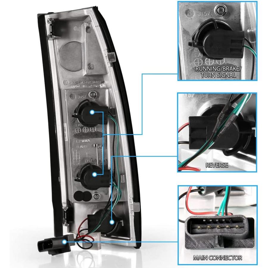 【並行輸入品】AmeriLite スモーク交換用ブレーキテールライトセット シボレーGMCフルサイズ シルバラード郊外タホシエラ用 助手席と運転席側の画像
