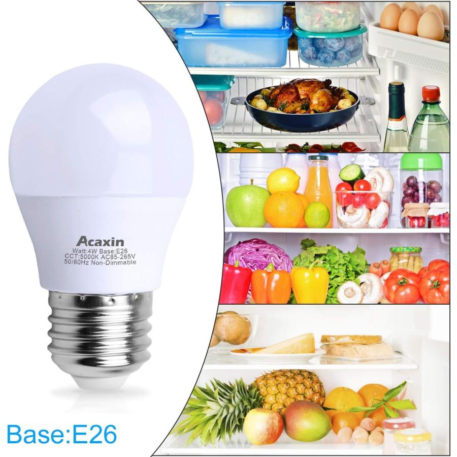 Acaxin LED Refrigerator Light Bulb 4W 40Watt Equivalent  Waterproof Replacement for Frigidaire  Freezer IP54  120V E26 Daylight White 5000K 400 Lum｜good-face｜03