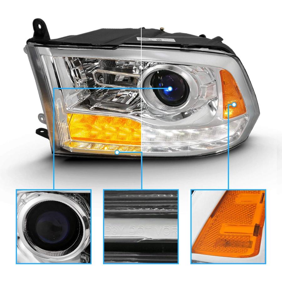 【並行輸入品】AmeriLite ハロゲン LED プロジェクター 車用ヘッドライト 2009-2018 ダッジ・ラム 1500 2500 3500_2