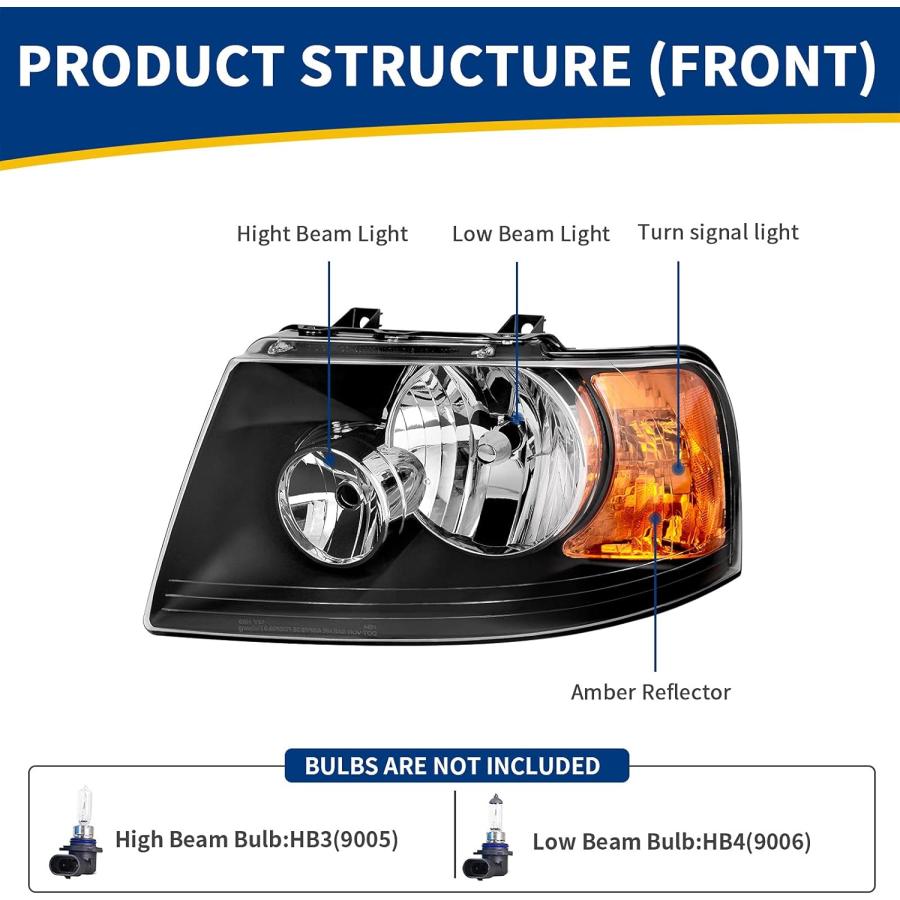 【並行輸入品】AUTOSAVER88 ヘッドライトアセンブリ 03 04 05 06 2003 2004 2005 2006 Ford Expeditの画像