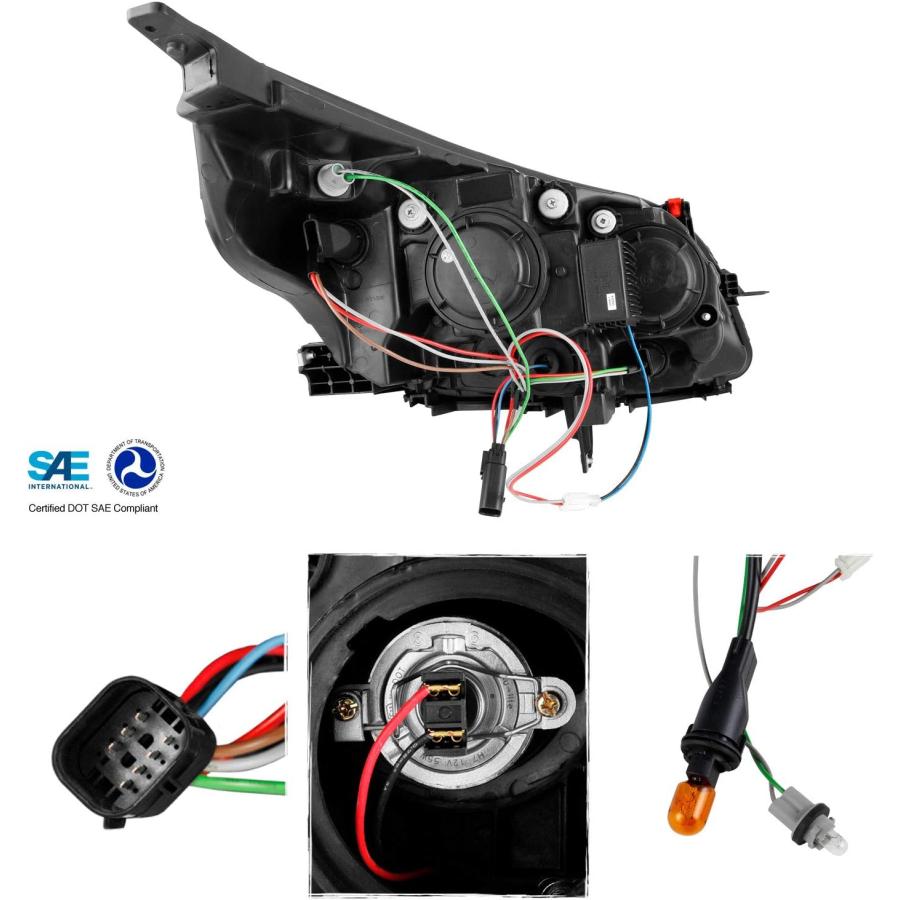 【並行輸入品】2013-2015年式 シボレー マリブ Cバー LED DRL 左右 プロジェクターハウジングヘッドライト - ブラックの画像