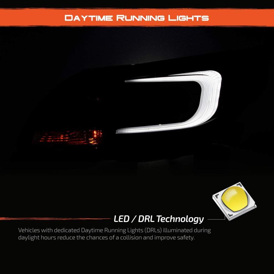 【並行輸入品】2013-2015年式 シボレー マリブ Cバー LED DRL 左右 プロジェクターハウジングヘッドライト - ブラックの画像