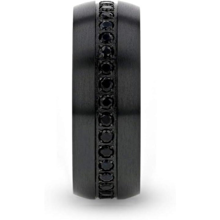 【並行輸入品】Thorsten Talon | メンズチタンリング | 快適フィット | ウェディングリング バンド ブラックチタンリング ブラックサの画像