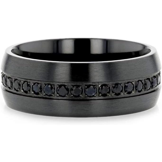 【並行輸入品】Thorsten Talon | メンズチタンリング | 快適フィット | ウェディングリング バンド ブラックチタンリング ブラックサの画像