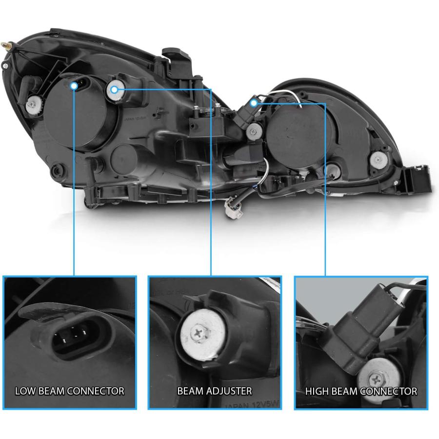 【並行輸入品】AmeriLite ブラック プロジェクターヘッドライト 超高輝度 LED Halo Lexus GS 300/400 ハロゲン電球バーの画像
