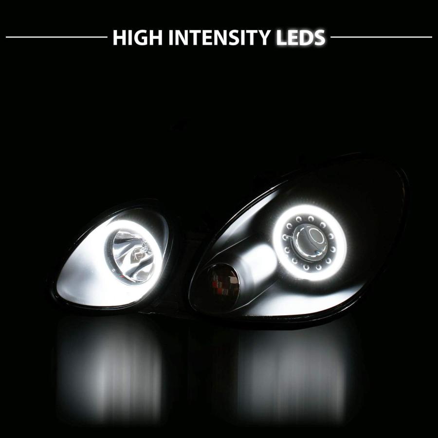 【並行輸入品】AmeriLite ブラック プロジェクターヘッドライト 超高輝度 LED Halo Lexus GS 300/400 ハロゲン電球バーの画像