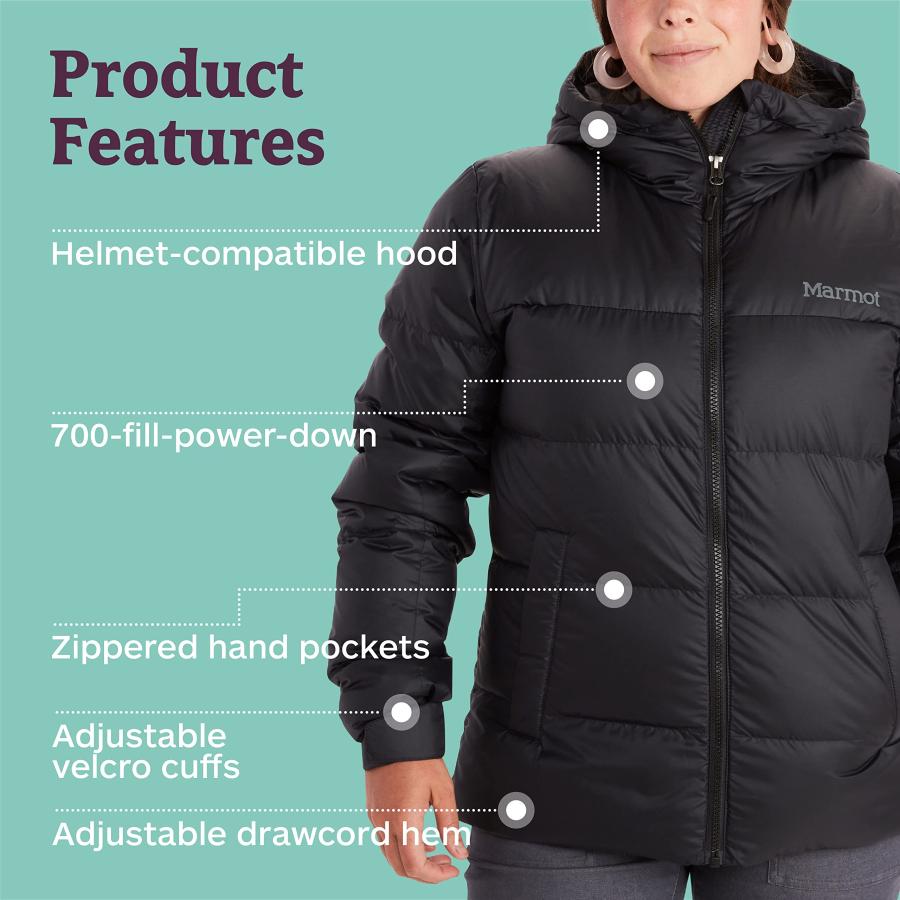 【並行輸入品】MARMOT Women's Guides Down Hoody Jacket, Black, Mediumの画像
