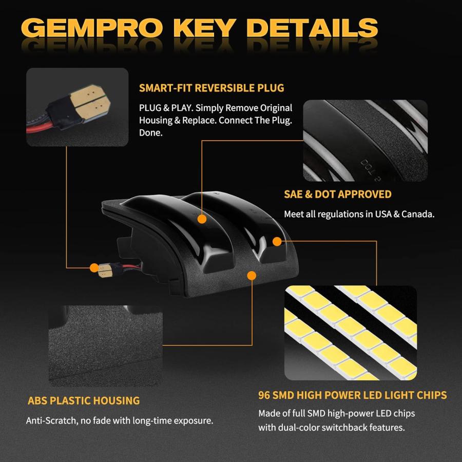 【並行輸入品】Gempro Sequential LED Side Mirror Marker Switchback Turn Signal Lighの画像