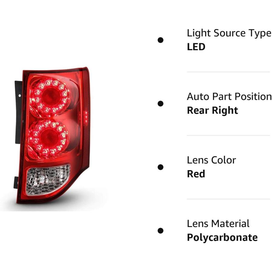 【並行輸入品】ACANII - For 2011-2019 Dodge Grand Caravan Factory LED Tail Light Br_7