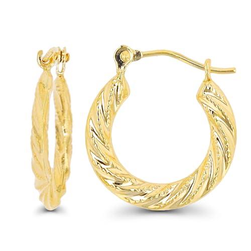 【並行輸入品】14K イエローゴールド ツイストフープピアス ヒンジクラスプ付き | 各種サイズ: 2x16mm 3x22mm | 敏感な耳_1