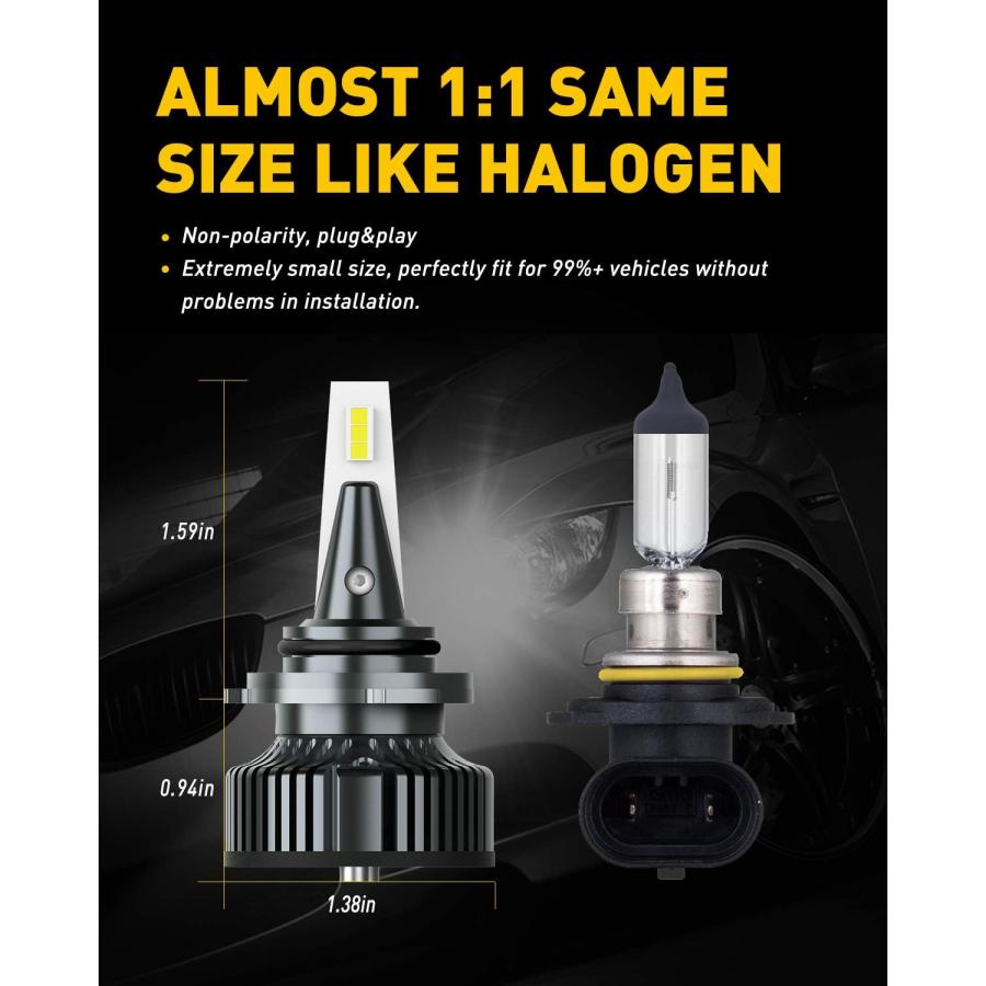 【並行輸入品】AUXITO 9006/HB4 LED電球 ミニサイズ 80W 16 000LM 1組 CanBus レディ ビーム調整可能ランプ変換キの画像