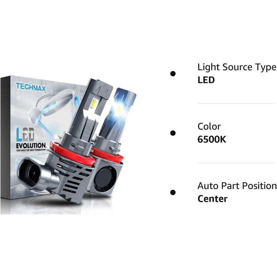 【並行輸入品】TECHMAX H11 LED電球 小型デザイン 18000LM 60W 6500K キセノンホワイト ZESチップ 非常に明るい H8_7